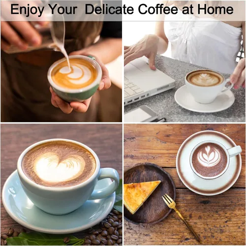 Vista 4 de Jarra de espuma de leche de 20 onzas, jarra de leche al vapor, jarra de latte, jarra de vapor de espresso, accesorios para máquina de espresso, taza