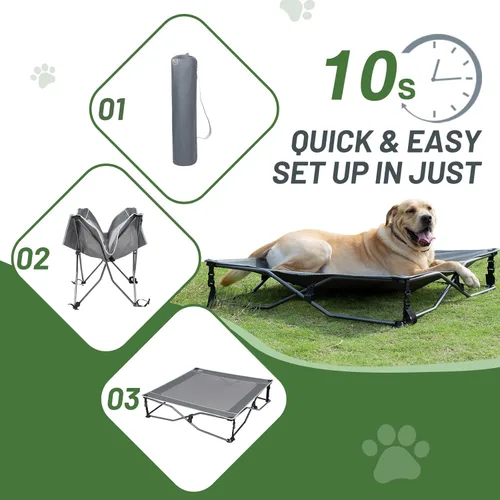 Vista 4 de TIMBER RIDGE Cama para perros para exteriores, catre elevado de refrigeración para perros, catre portátil elevado para mascotas con malla