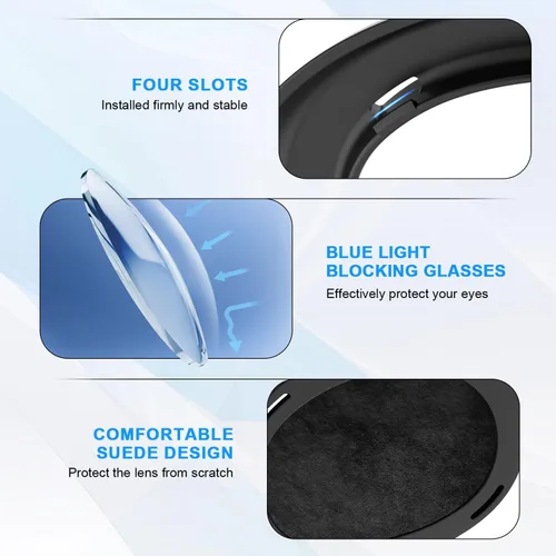 Vista 4 de Tyasoleil Blue Light Blocking Glasses for Meta Quest 3, with Magnetic Alloy Frame and Anti Blue-Light Lens Accessories Removable Lens to Accommodate