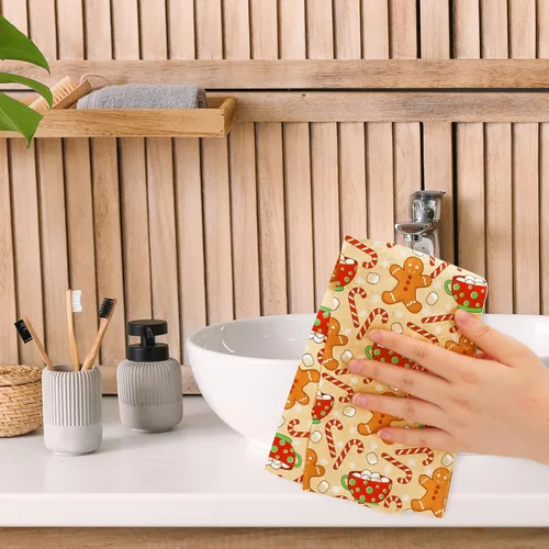 Vista 7 de AnyDesign Paquete de 100 servilletas de papel desechables de Navidad para invitados, pan de jengibre, hombre, bastón de caramelo, copo de nieve