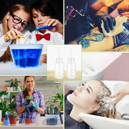 Vista 6 de Maxdot 24 botellas de plástico de 5 onzas, botellas de riego de plantas blancas transparentes a granel con etiquetas de escala de boca estrecha