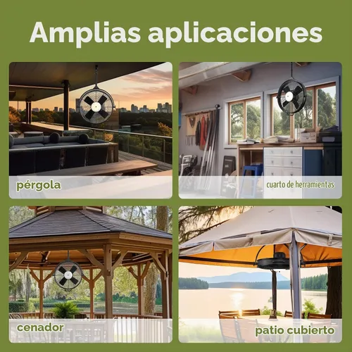 Vista 5 de Orison Ventilador de techo impermeable para exteriores de 24.8 pulgadas, 6 velocidades, cable enchufable, ventilador de garaje con control remoto
