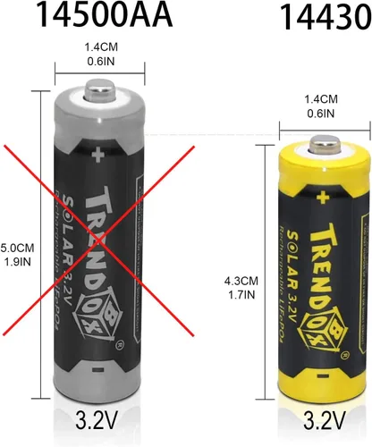 Vista 3 de TRENDBOX 14430 3.2V 450mAh Batería LiFePo4 Baterías solares recargables para jardín al aire libre Luz 4 Pack