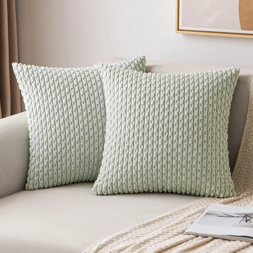 Vista 28 de MIULEE - Juego de 2 fundas decorativas para cojines, de pana suave y con estilo campestre y bohemio a rayas, para decorar hogar, sofá, cama, sala