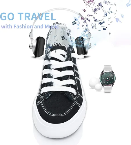 Vista 6 de Obtaom Play - Tenis de lona para mujer, color blanco deslavado y estampado de leopardo, sin cordones, a la moda