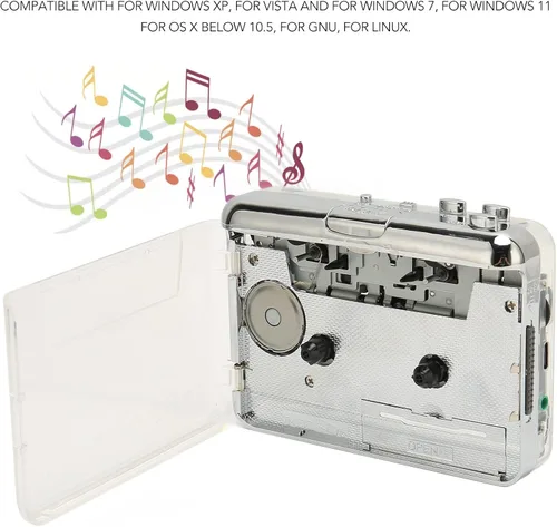 Vista 3 de Reproductor de cassette, cinta de casete a reproductor de MP3, convertidor de cintas a formato digital a través de USB con conector de 0.138 in