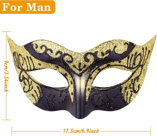 Vista 2 de SIQUK Juego de máscaras para parejas, máscara veneciana para disfraz de fiesta