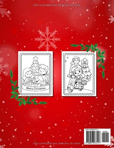 Vista 2 de Merry Christmas libro de colorear para niños con historias incluidas sobre la mágica Navidad (Spanish Edition)