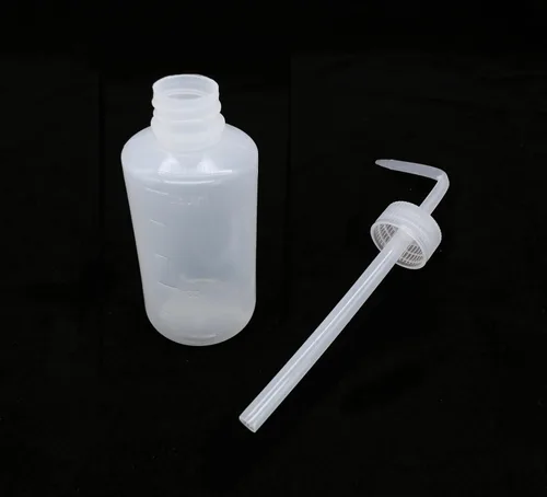 Vista 2 de HuoHuo Botella de lavado de plástico, 2 botellas de LDPE para apretar, económica, para química, médica, tatuaje, laboratorio de ciencias
