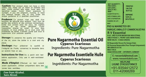 Vista 5 de R V Essential Nagarmotha Aceite Esencial puro - Cyperus Scariosus (100% puro y natural destilado al vapor)