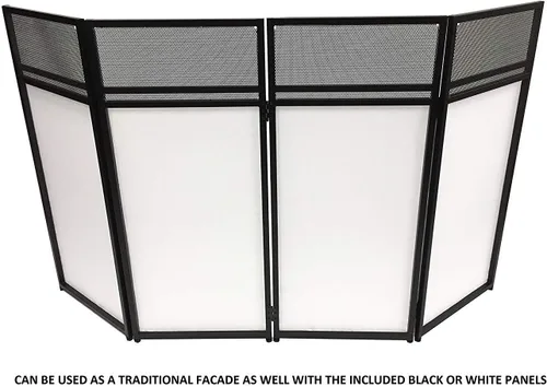Vista 9 de DJ Event Facade White/Black Scrim Metal Frame Booth + 20" x 40" Flat Table Top Includes Both White and Black Panels + Carrying Cases!