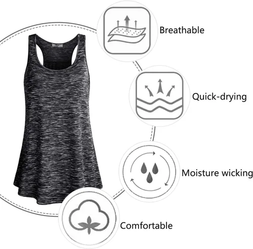 Vista 70 de Cestyle - Camiseta sin mangas para mujer, cuello redondo, corte holgado, para entrenamiento