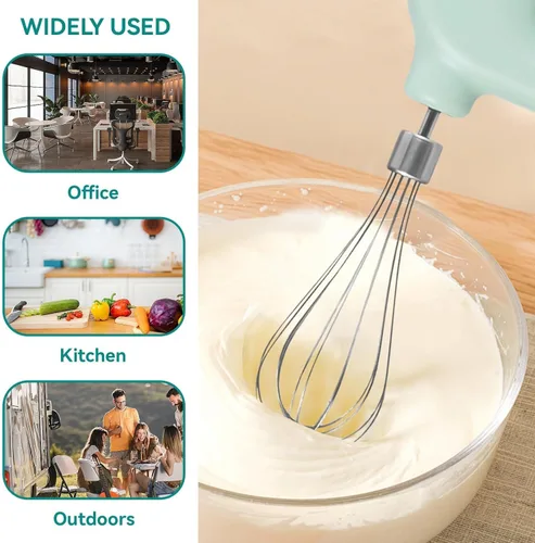 Vista 8 de 4 Speed Electric Hand Mixer, Mini 4 Speed Adjustable Cordless USB Rechargeable Electric Whisk Hand Mixer Portable Handheld Mixer 1500mAh Egg Beater