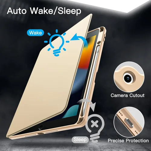 Vista 6 de JETech Funda giratoria para iPad 9/8/7 (10.2 pulgadas, modelo 2021/2020/2019, 9ª/8ª/7ª generación) con soporte para lápiz, rotación de 360 grados