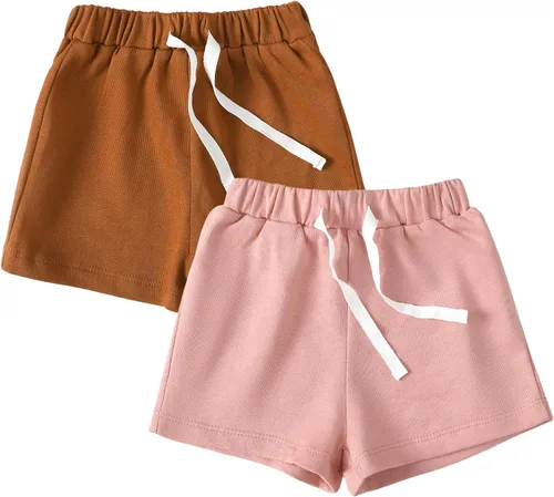 SOBOWO Baby Boys Girls Shorts 3-Pack Newborn Solid Color Cotton Sport Jogger Shorts for Unisex Boy Girl 0-24 Months