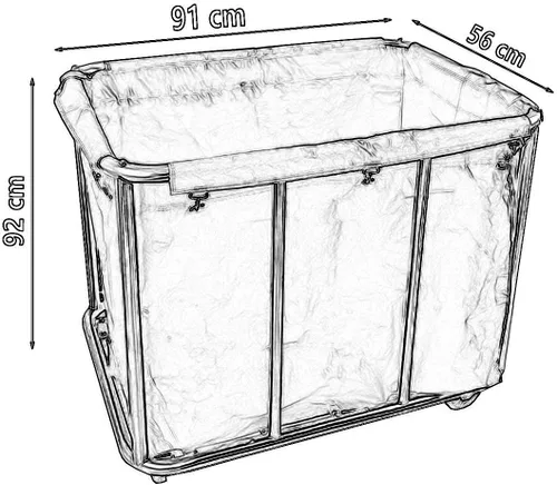 Vista 3 de Carritos móviles, carrito de servicio doméstico, cesta clasificadora de lavandería, carrito de servicio rodante resistente con bolsas de ruedas