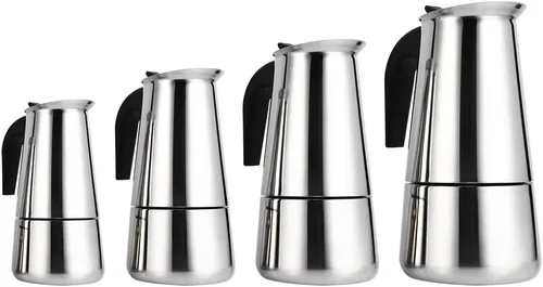 Vista 8 de Olla de café Moka de acero inoxidable de 10.1 fl oz, cafetera superior para estufa de percolador, cafetera espresso para uso en casa y oficina