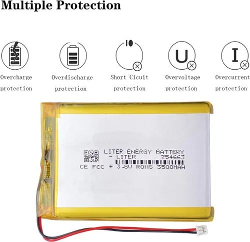 Vista 3 de Liter energy battery 3.8V Lipo Battery 3500mAh Rechargeable Lithium ion Polymer Battery 754663 for RG35XX Plus Game Console