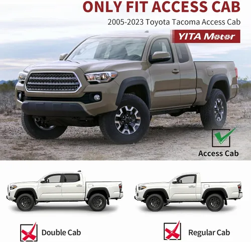 Vista 2 de YITAMOTOR Estribos de 6 pulgadas compatibles con Toyota Tacoma Access Cab 2005-2023, escalones laterales de aluminio negro barras Nerf