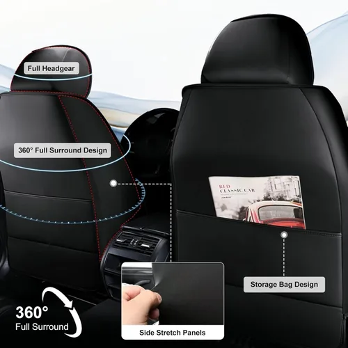 Vista 2 de TTX LIGHTING 2 fundas de asiento delantero de automóvil para Volvo XC40 2019-2023, fundas de asiento impermeables de piel sintética, compatibles