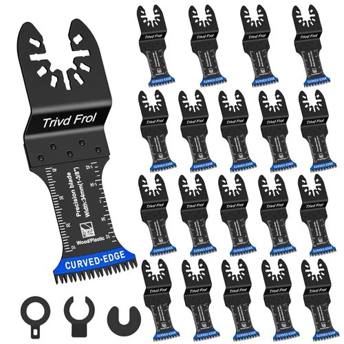 Vista 9 de Trivd Frol 10 piezas hojas de sierra oscilante de diente japonés, cuchillas multiherramienta oscilante de borde curvo, corte limpio para madera