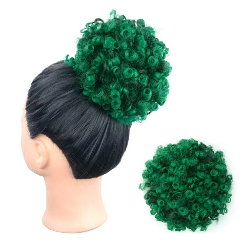 Vista 12 de Yinmei Baibian Extensión de cabello rizado y ondulado con cordón para coleta de caballo para mujeres negras, cabello corto con ondas sueltas (1B#)