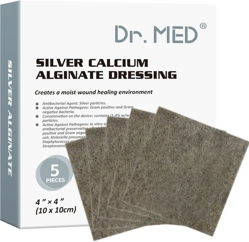 Vista 8 de Dr. Med Aderezo de alginato de calcio de miel de manuka de 2 x 2 pulgadas (10 unidades/caja), apósitos altamente absorbentes con miel