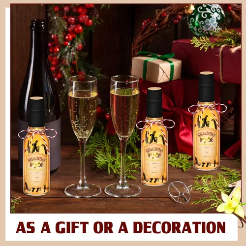 Vista 6 de Tioncy 16 piezas de botellas vacías de extracto de vainilla para jarra de vainilla casera, botella de vidrio con tapa, banda retráctil, etiqueta