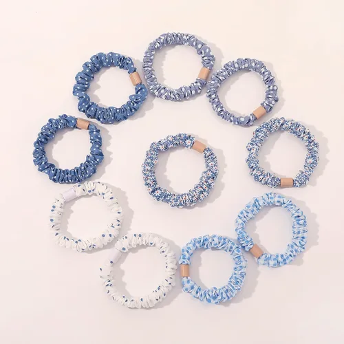 Vista 13 de Bandas elásticas de satén de seda para el cabello, pequeñas y delgadas para coleta, bandas elásticas para el cabello rizado grueso, sin arrugas