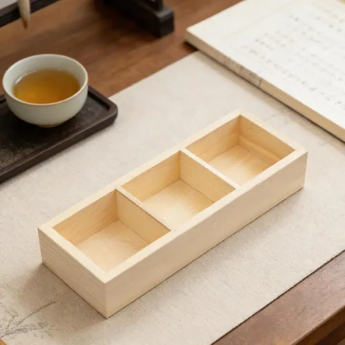 Vista 8 de CHILDWEET Wooden Tea Bag Holder Box with 3 Compartments for Small Packets