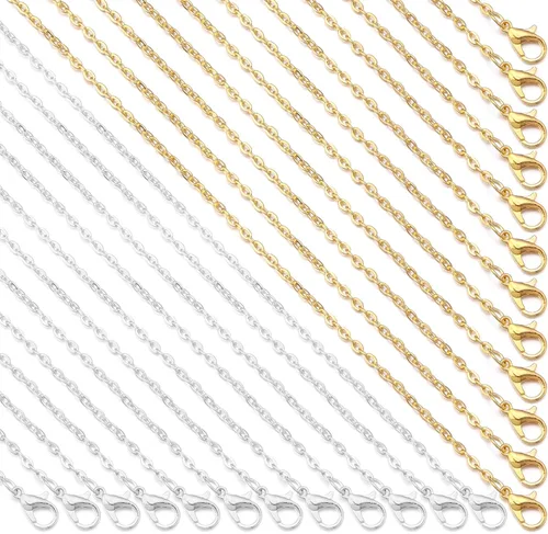 Vista 12 de Forise Paquete de 24 cadenas de collar a granel de 0.079 pulgadas de aleación de bronce antiguo para fabricación de joyas de 18 pulgadas