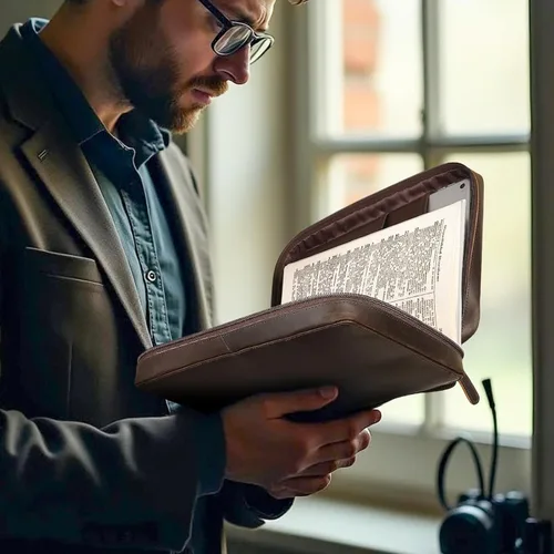 Vista 7 de Polare - Funda de piel de vaca para la Biblia, bolsa de iglesia, soporte protector para libros, estuche de transporte, organizador de carpetas