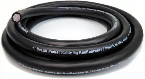 KnuKonceptz Bassik, cable de alimentación y tierra de batería automotriz primario de calibre 1/0 AWG - Negro 5 pies