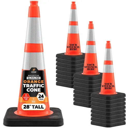 Vista 76 de Xpose Safety Conos de tráfico naranjas de 28 pulgadas con collares de 6 y 4 pulgadas, 1 paquete – Cono de seguridad de plástico PVC multiusos