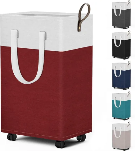 Vista 10 de HomeHacks - Cesta de lavandería rodante de 75L con ruedas, cesta de ropa plegable e impermeable, cesta de ropa móvil, contenedores de almacenamiento