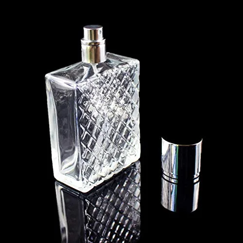 Vista 5 de 1 atomizador de niebla fina de vidrio transparente de 3.4 fl oz/3.4 oz, botella de spray portátil cuadrada recargable de aceites esenciales