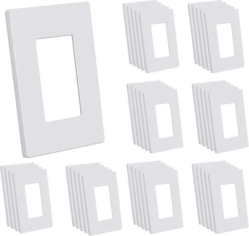 Vista 12 de CML - Placa de pared decorativa negra sin tornillos de 3 segmentos, paquete de 2 cubiertas de receptáculo de salida y placa de interruptor, cara