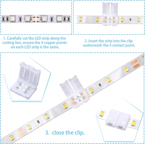 Vista 3 de Mudder 40 unidades de 2 pines LED de tira de conectores de luces Conector de luces en forma de L sin huecos Adaptador LED sin soldadura Extensión