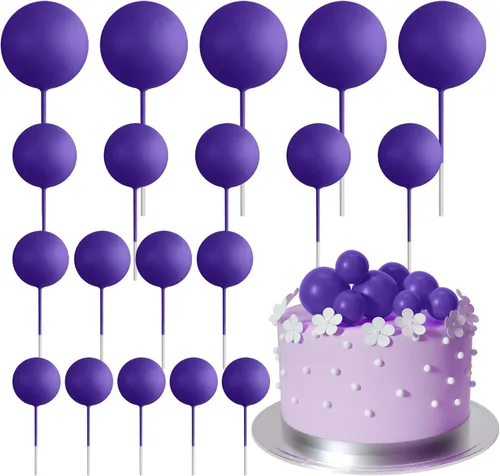 Vista 17 de ASTARON 20 piezas de decoración de bolas para pastel, mini globos, decoraciones de pastel, palos, bolas negras, decoraciones de pastel