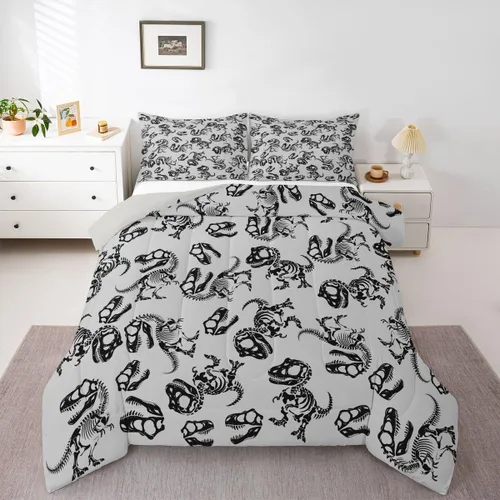 Vista 34 de Erosebridal Dinosaur Twin Comforter Set for Kids, Cute Dinosaur Theme 2Pcs Bedding Sets for Boys Girls, Dark Green and Black Dino Soft Bed Set