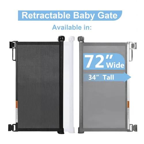 Vista 2 de PRObebi Puerta retráctil para perros, 34 pulgadas de alto, se extiende hasta 72 pulgadas de ancho, puerta de seguridad