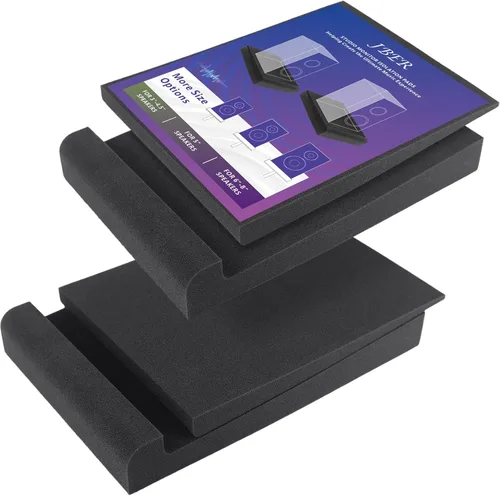 JBER Paquete de 2 almohadillas de aislamiento acústico, almohadillas de espuma de aislamiento de altavoces para monitor de estudio, espuma acústica