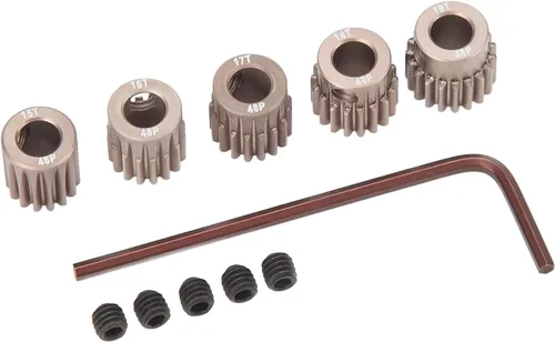 Juego de engranajes de motor de piñón 48DP suave y estable - 15T 16T 17T 18T 19T Premium 7075 aleación de aluminio para modelo RC 1/10 con eje de