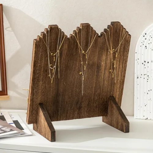 Vista 6 de Lolalet Expositores de collares de madera para vender, múltiples soportes independientes de collares y exhibidores para vendedores, soportes