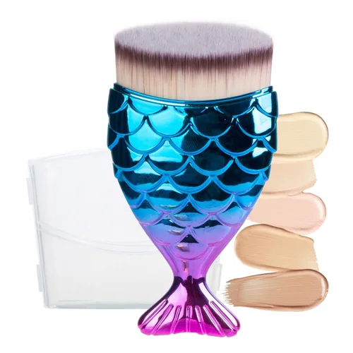 Vista 9 de UNIMEIX Cepillo de protección solar para cara, aplicador de protector solar para niños, brochas de maquillaje para base líquida, polvo, crema, Azul