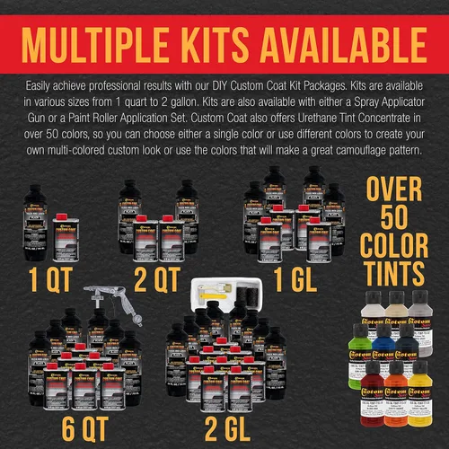 Vista 6 de Custom - Kit de revestimiento de uretano negro de 0.875 galones con pistola de aerosol con regulador