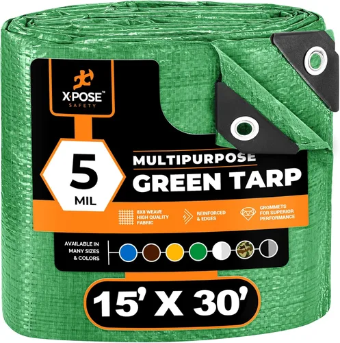 Vista 48 de Xpose Safety - Lona de polietileno ligera azul – Funda protectora multiusos, paño de goteo – duradero, impermeable, resistente a la intemperie