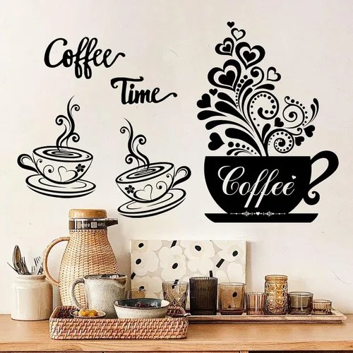 Calcomanías de pared para cocina, vinilo para café, té, calcomanías de