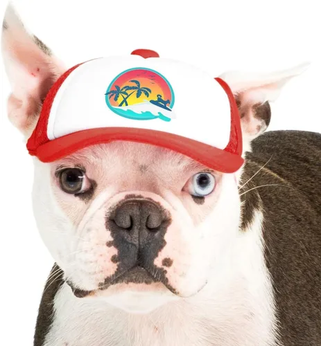 Vista 18 de Sunset Collection, sombreros de camionero de PupLid para perros (XXS) Protección solar elegante de alta calidad para el perro moderno, ajustable