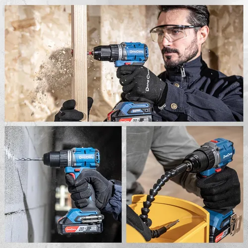 Vista 7 de Dong Cheng Taladro de impacto resistente sin escobillas de 20 V, 531 pulgadas, portabrocas de metal sin llave de 1/2 pulgada, embrague 20+1+1